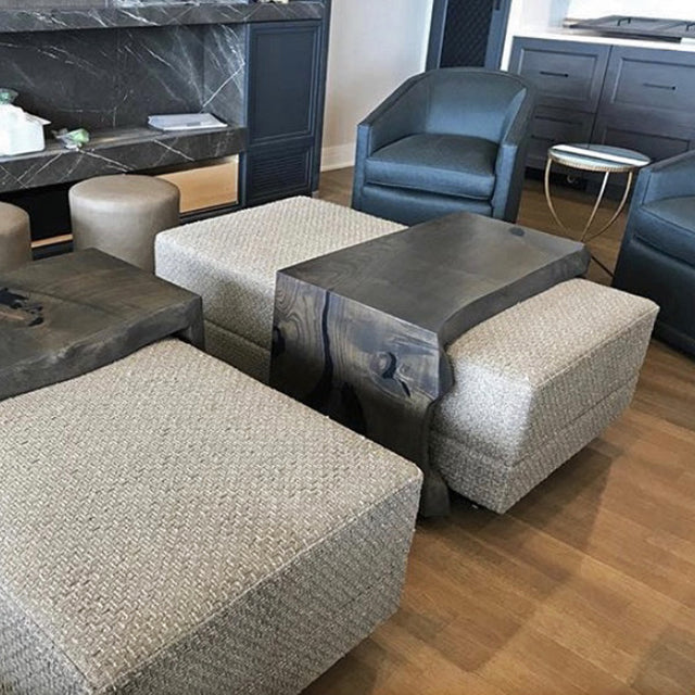 Live Edge Walnut Ottoman Tables with Custom Stain