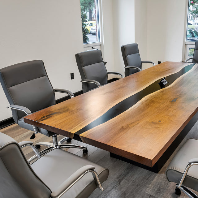 Black Walnut Live Edge River Epoxy Dining Table