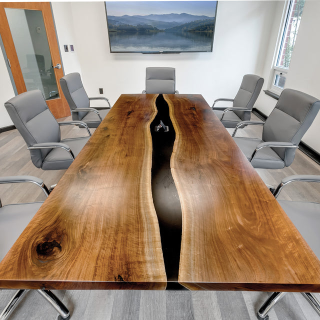 Black Walnut Live Edge River Epoxy Dining Table