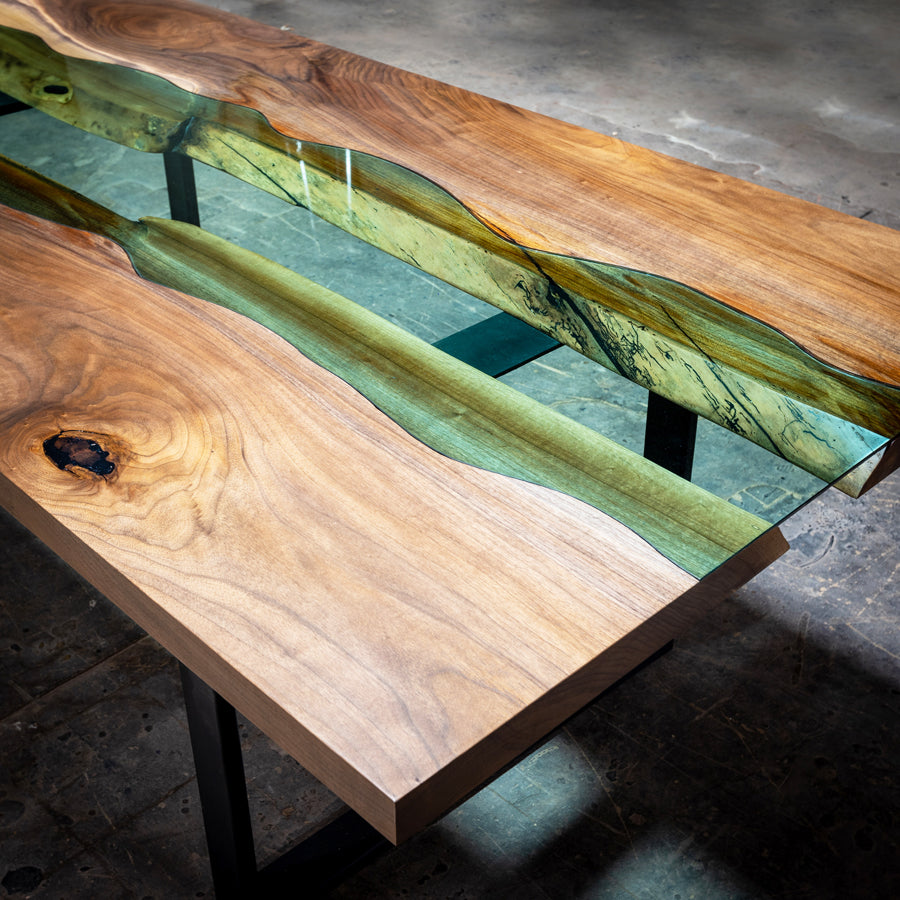 Product image 5: Black Walnut Live Edge River Table with Glass Inlay 3