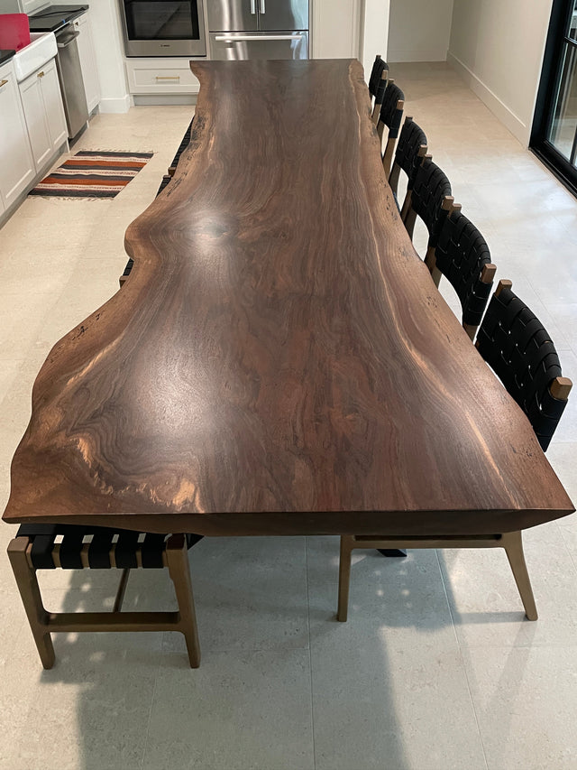 Dining Table with Black Walnut Single Slab and Live Edge Trim