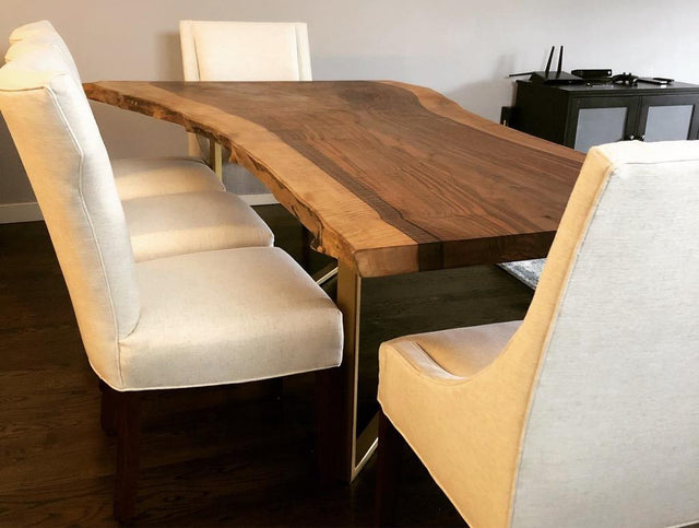 English Walnut Live Edge Dining Table with Single Slab