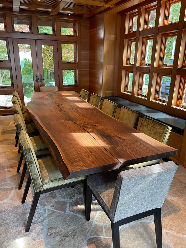 Massive Live Edge Single Slab Black Walnut Dining Table