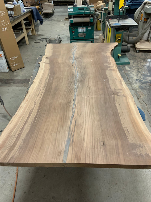 Claro Walnut Single Slab Dining Table with Live Edge
