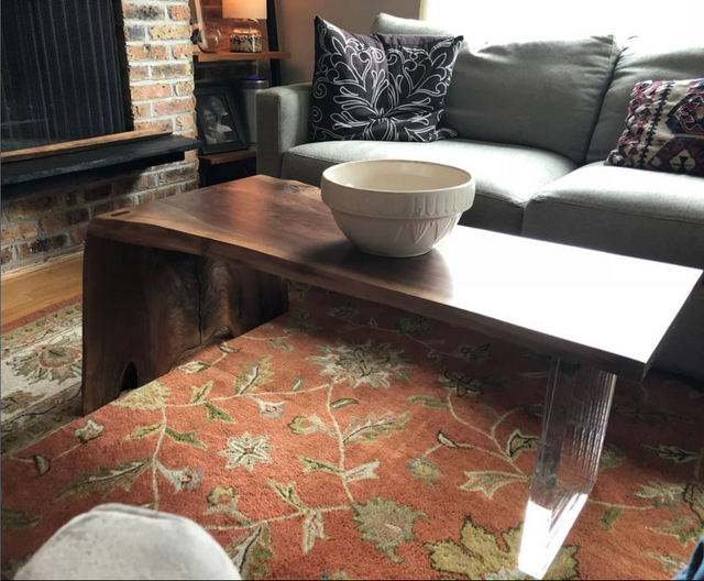 Walnut Acrylic Live Edge Coffee Table