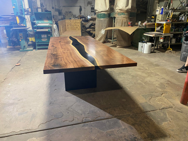 Black Walnut Live Edge River Epoxy Dining Table