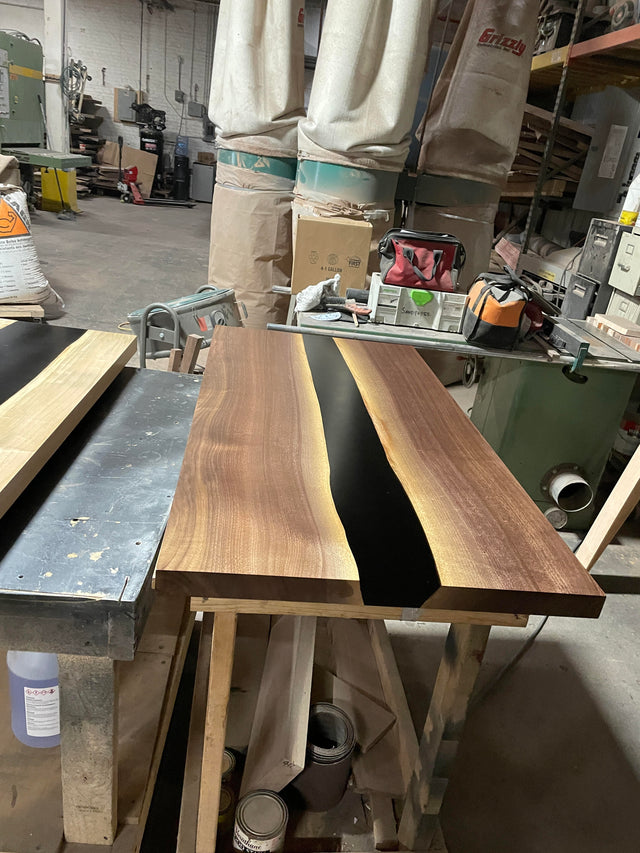Black Walnut Live Edge River Epoxy Dining Table