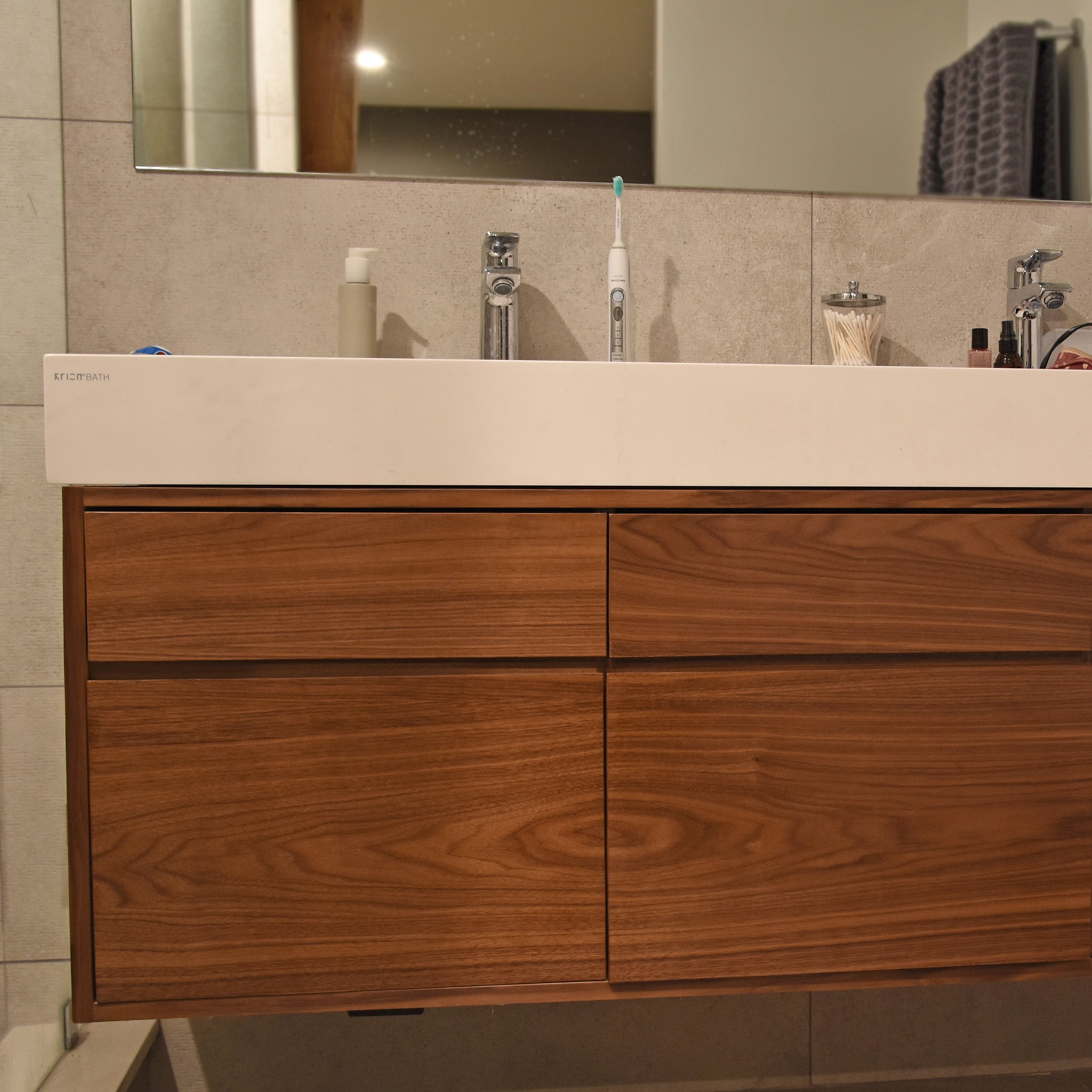 Product image 1: Black Walnut Floating Bathroom Vanity