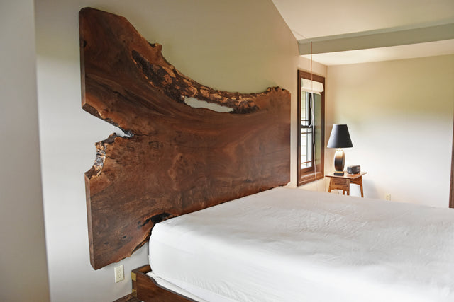 Bedside Tables in Walnut with Live Edge Headboard 6