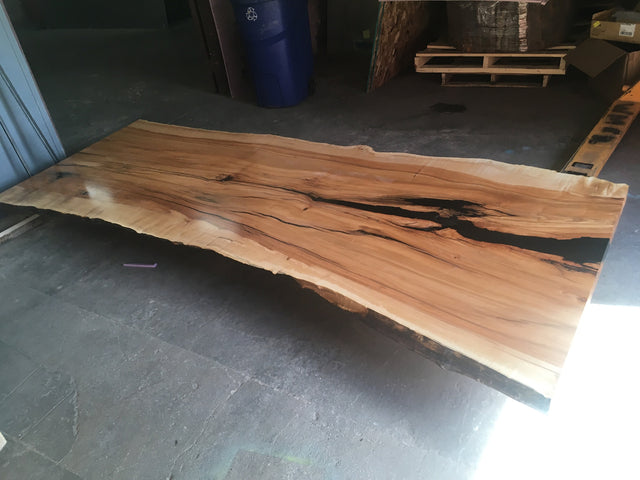 Live Edge Dining Table with Black Epoxy in Maple Chicago Makers Studio