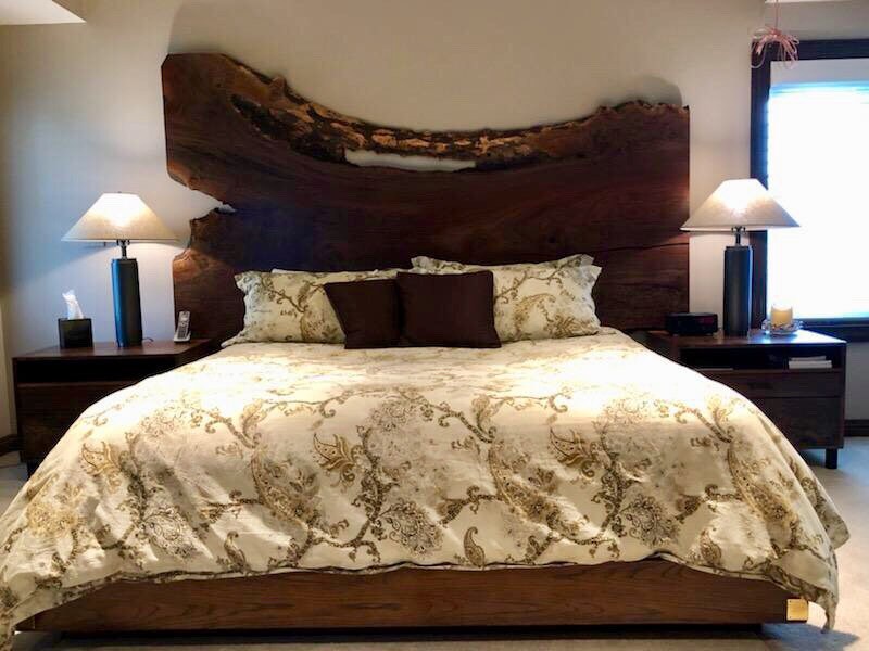 Product image 5: Bedside Tables in Walnut with Live Edge Headboard 4