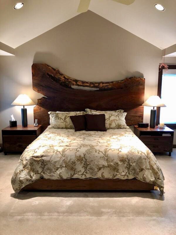 Product image 3: Bedside Tables in Walnut with Live Edge Headboard 2