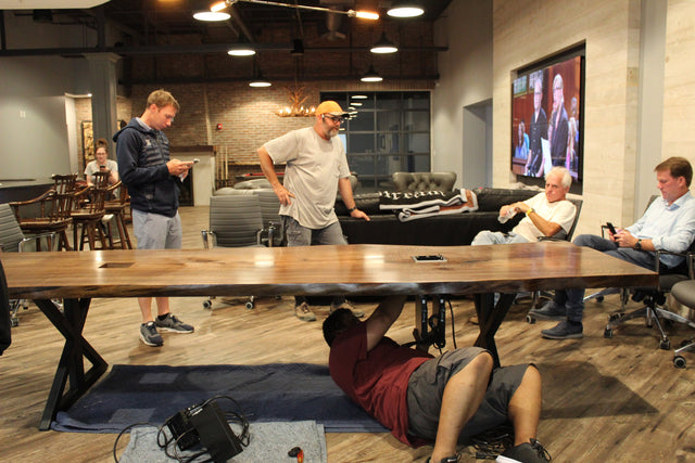 Live Edge Table Walnut for Conference Room with Smart Hub Integration Chicago Makers