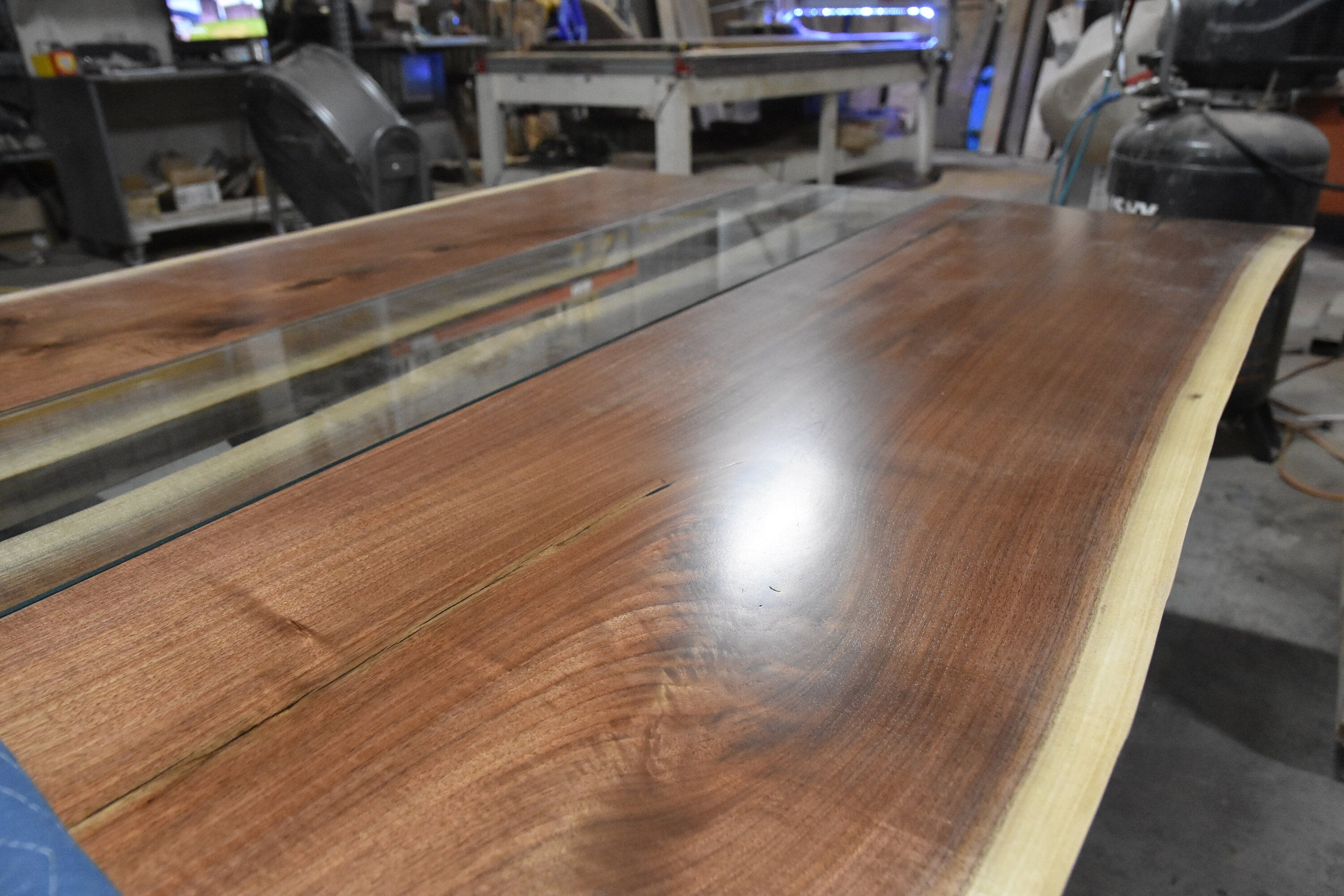 Product image 6: Live Edge Dining Table with River Glass in Black Walnut