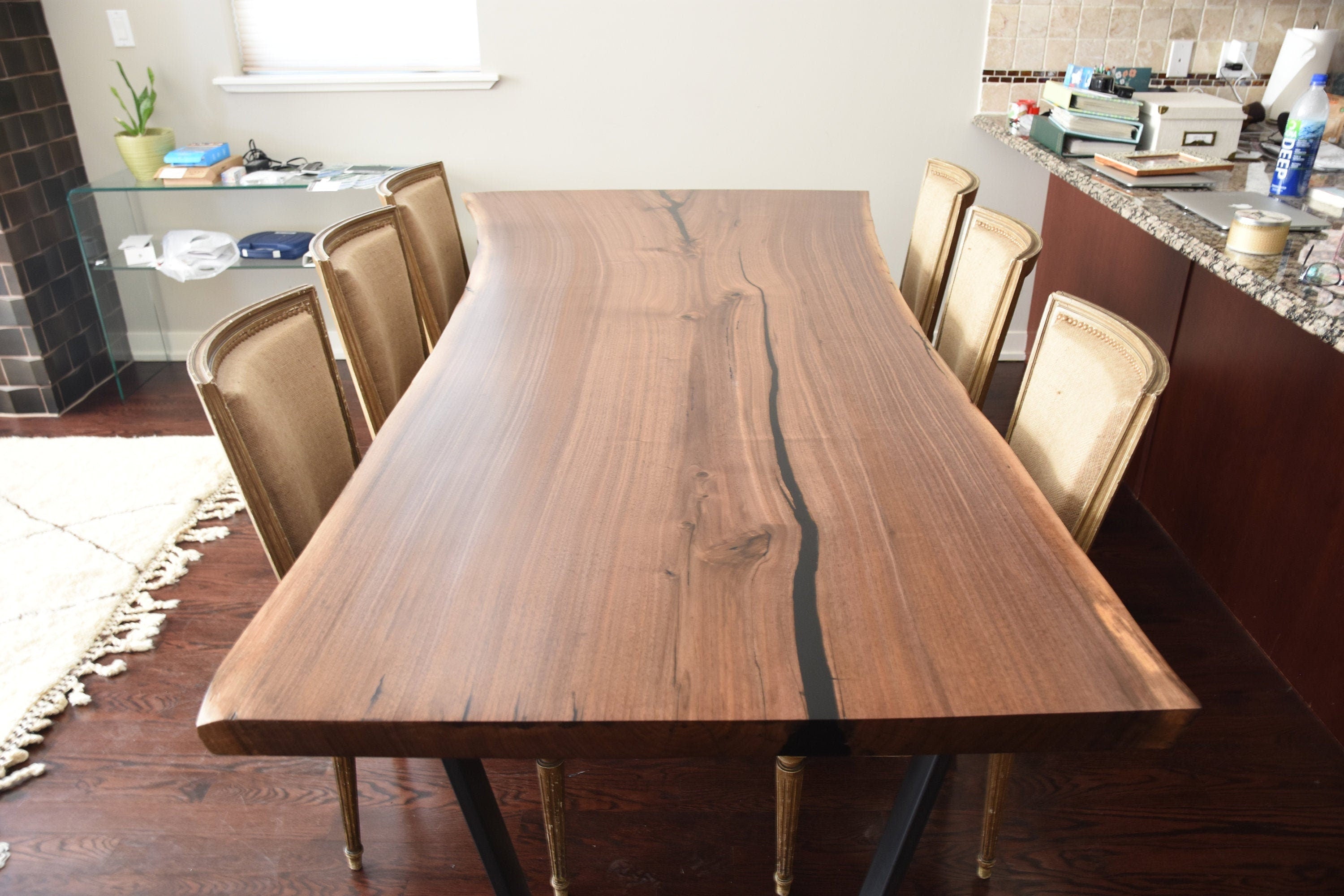 Product image 1: Live Edge Dining Table Single Slab Black Walnut