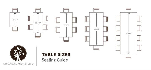 Dining Table Size Chart Chicago Makers Studio