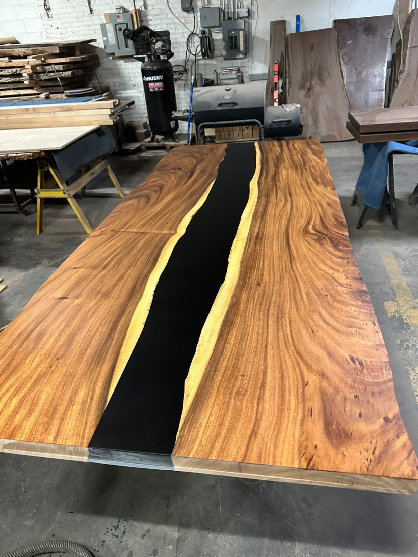 Product image 1: Black Walnut Live Edge River Epoxy Dining Table