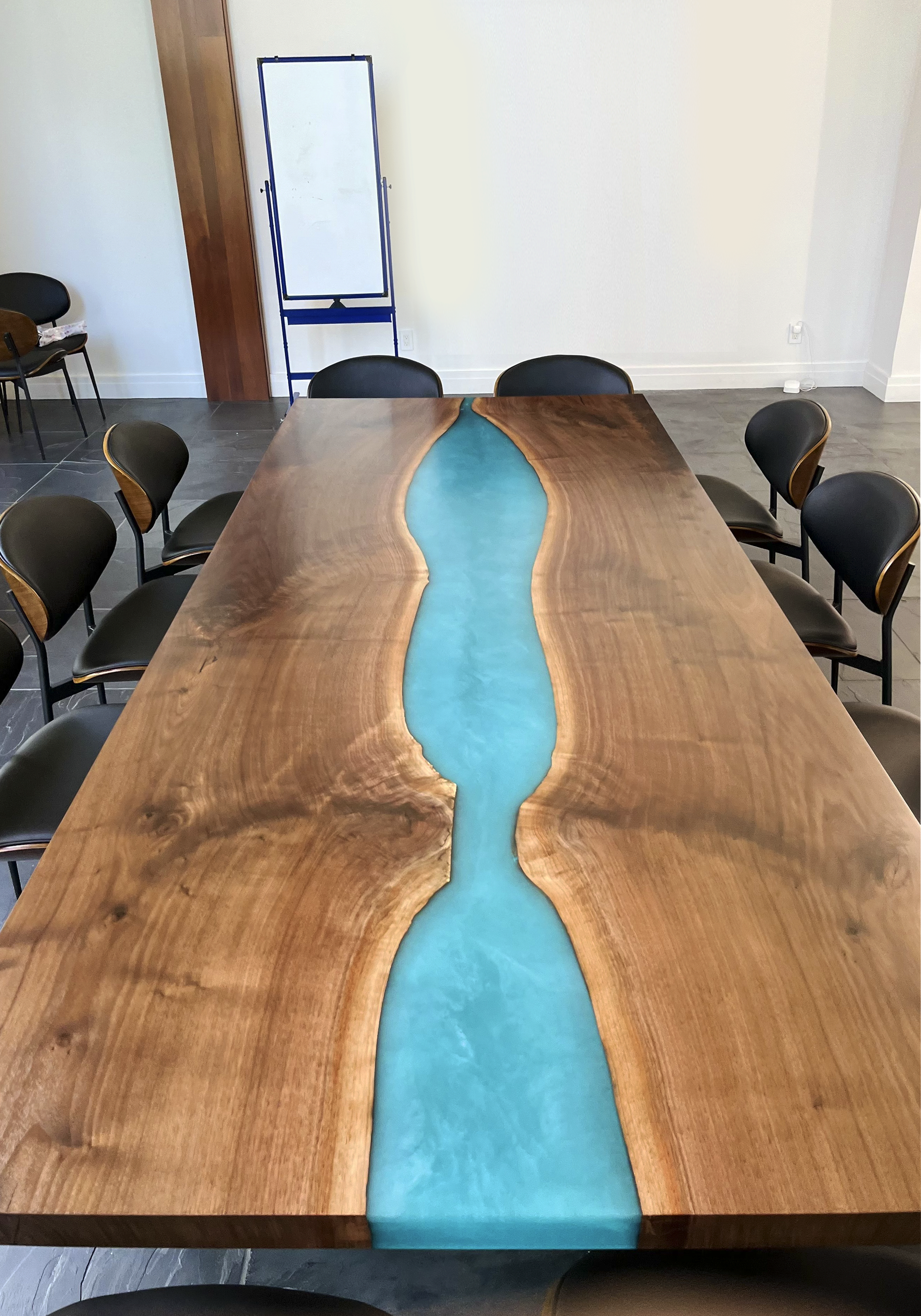 Product image 2: Black Walnut Live Edge River Epoxy Dining Table