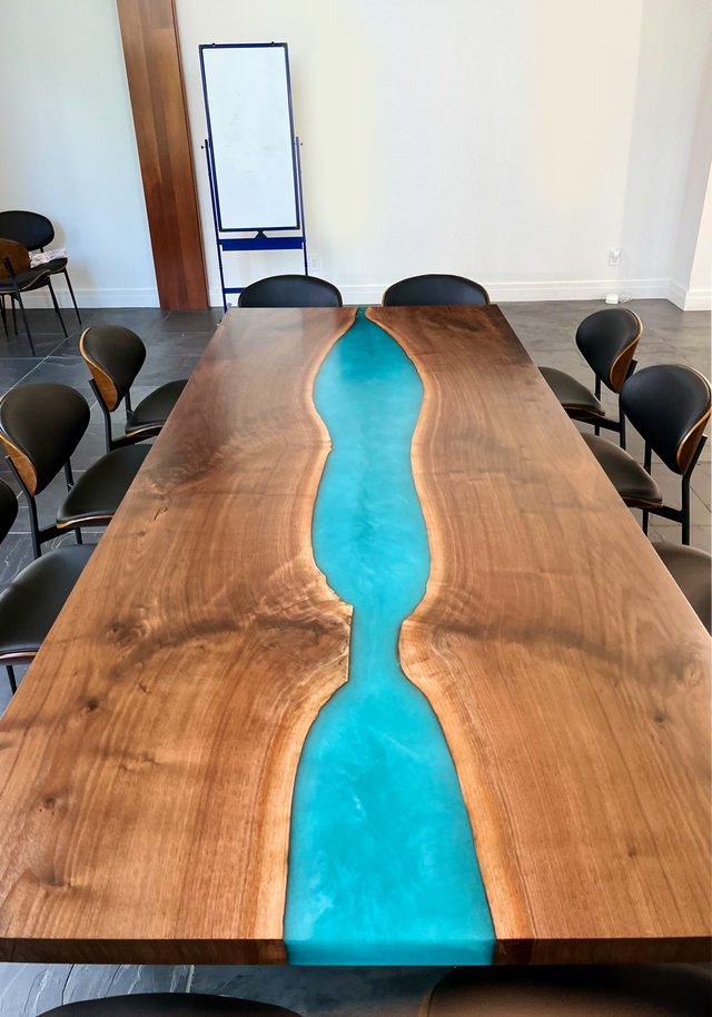 Black Walnut Live Edge River Epoxy Dining Table