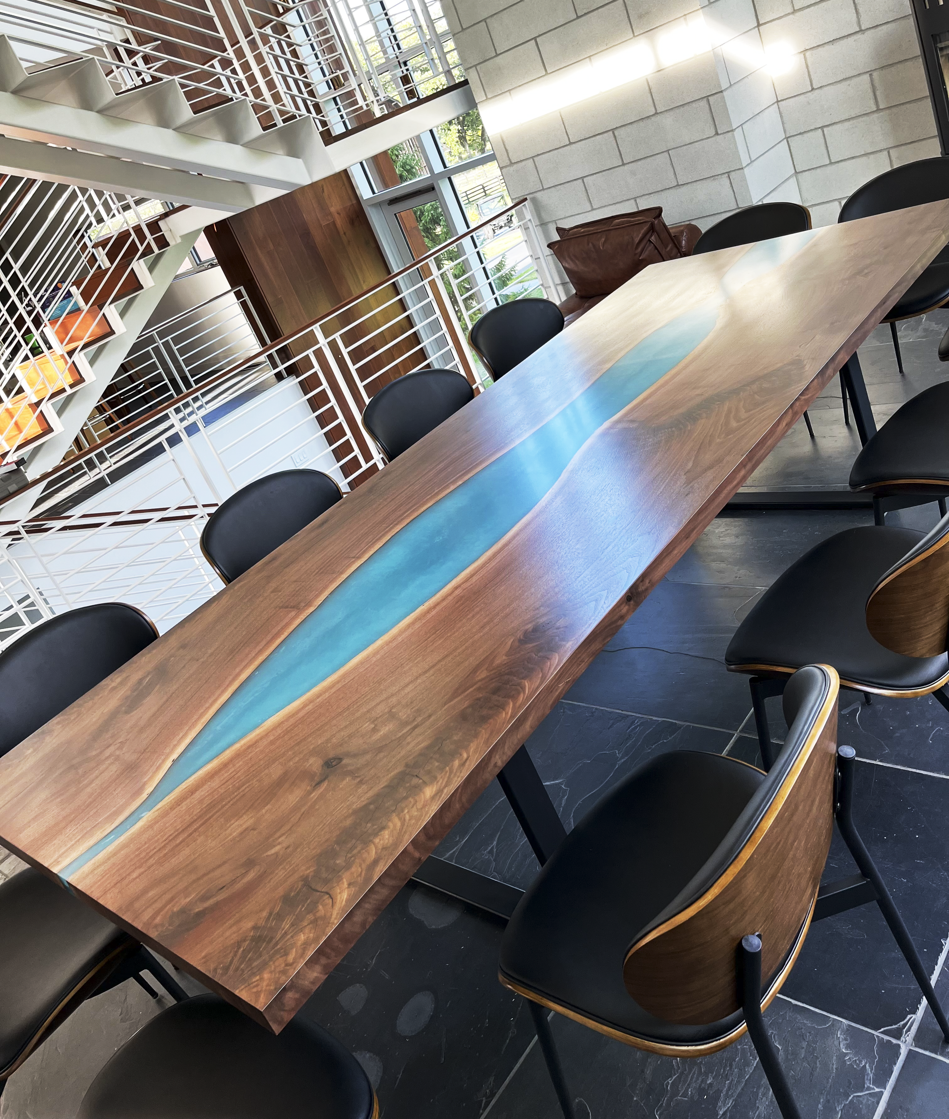 Product image 3: Black Walnut Live Edge River Epoxy Dining Table