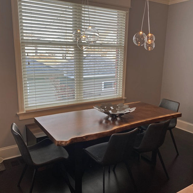 Single Slab Black Walnut Dining Table with Live Edge