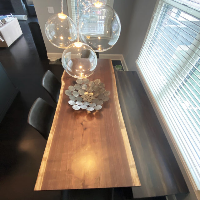 Single Slab Black Walnut Dining Table with Live Edge