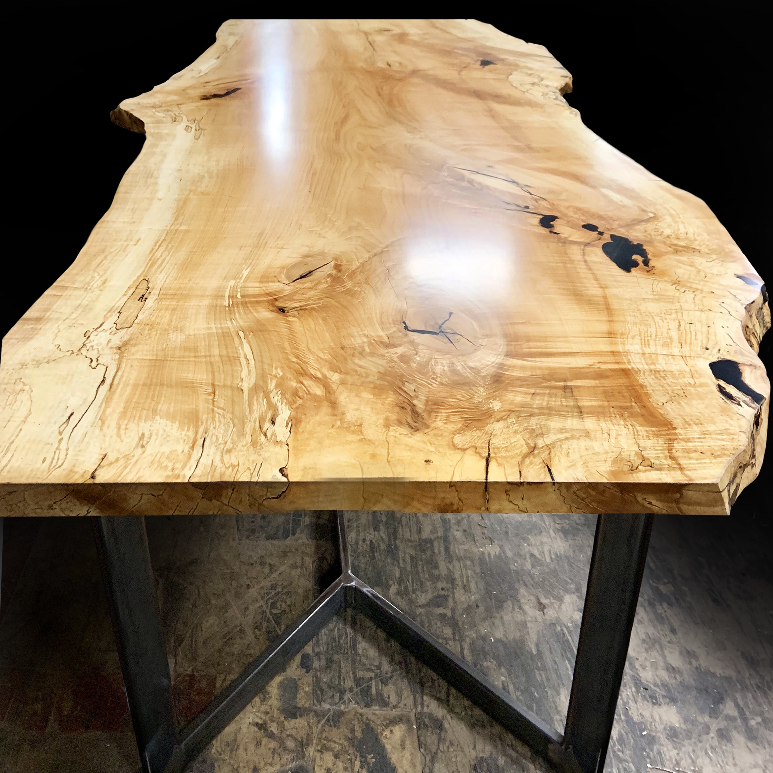 Live Edge Wood Dining Table Spalted Maple CMS - Chicago Makers Studio