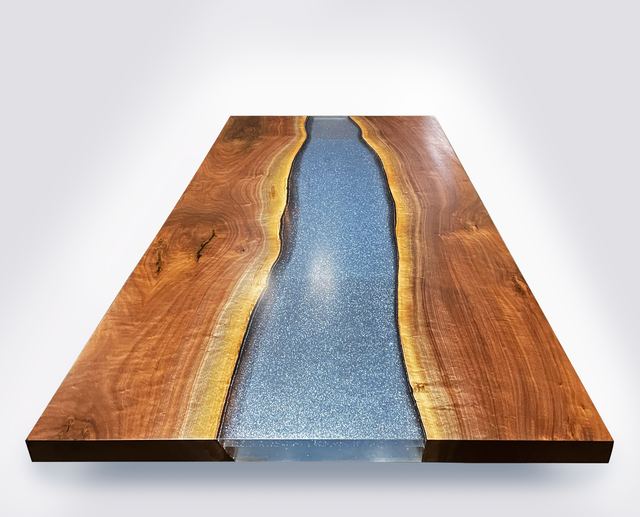 Black Walnut Live Edge River Epoxy Dining Table