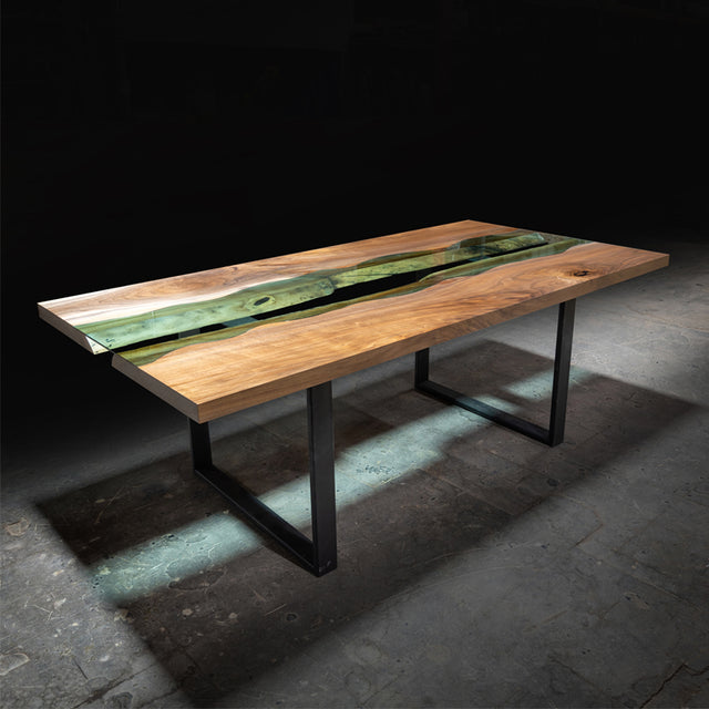 Black Walnut Live Edge River Table with Glass Inlay 1