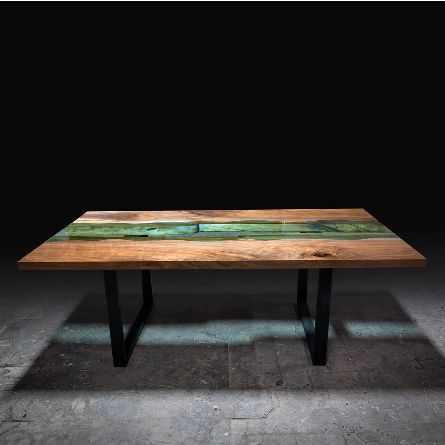 Black Walnut Live Edge River Table with Glass Inlay 2