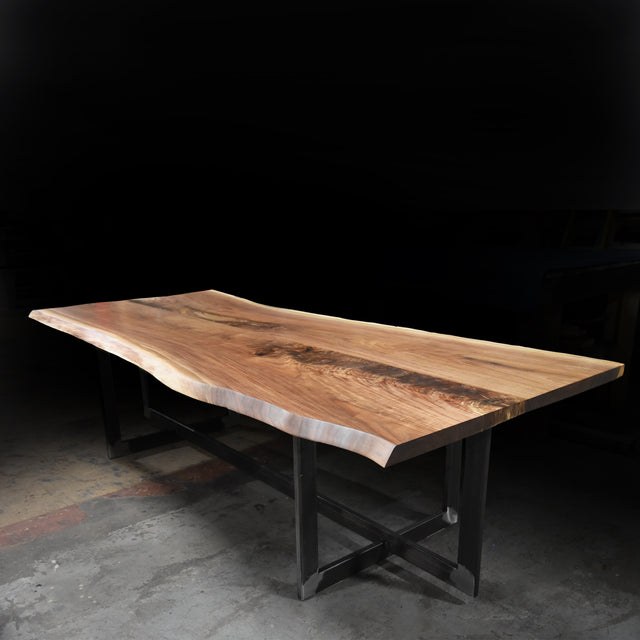 Black Walnut Book-Matched Live Edge Dining Table With Custom Base