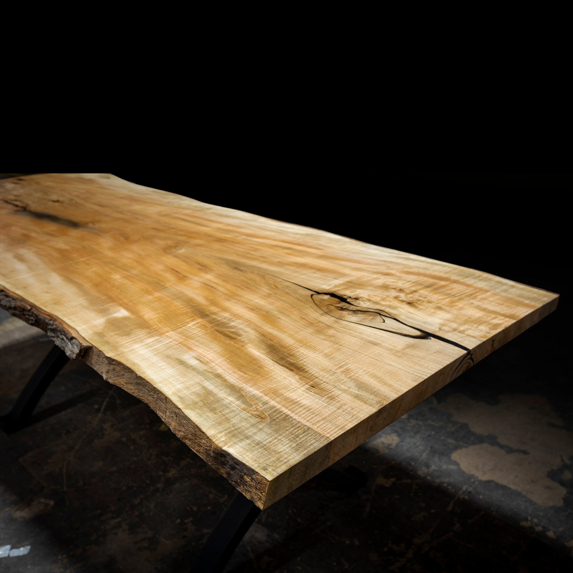 Rustic Maple Tables Natural Maple Wood Slab Tables Maple Slab Table With Hickory Trestle