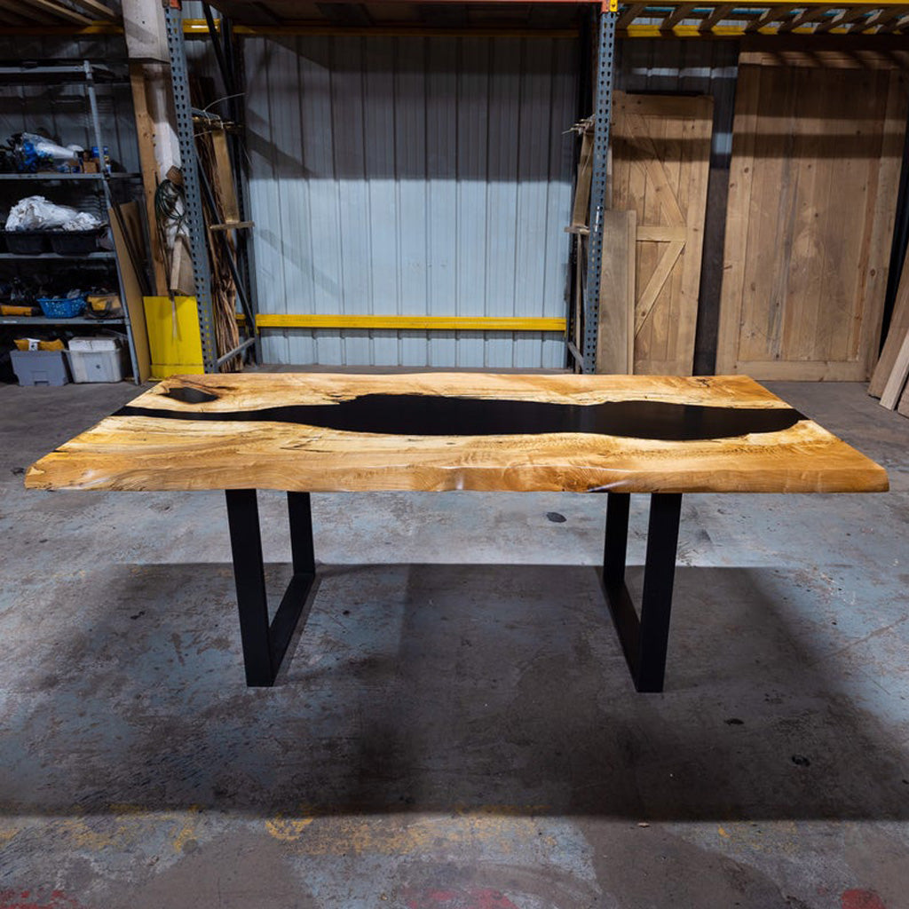 Spalted Maple Live Edge Epoxy River Dining Table