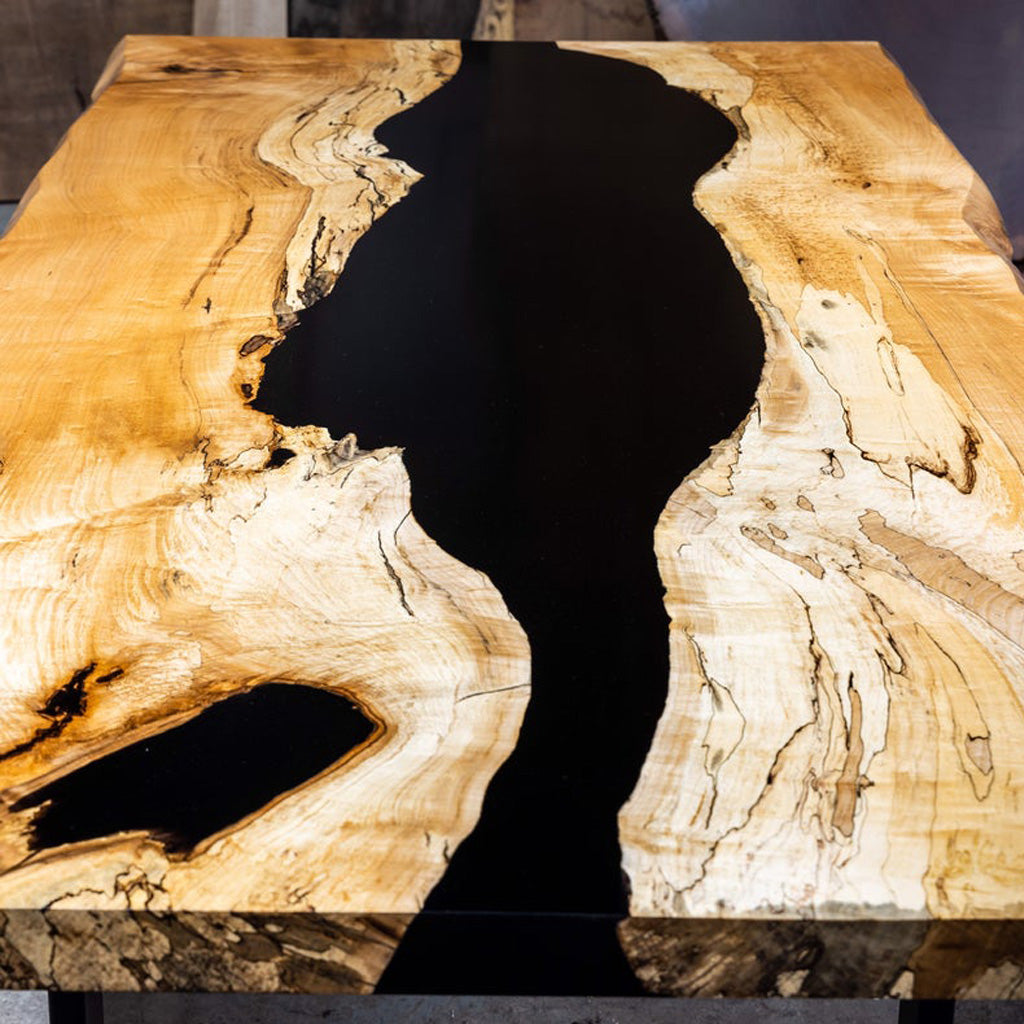 Spalted Maple Live Edge Epoxy River Dining Table