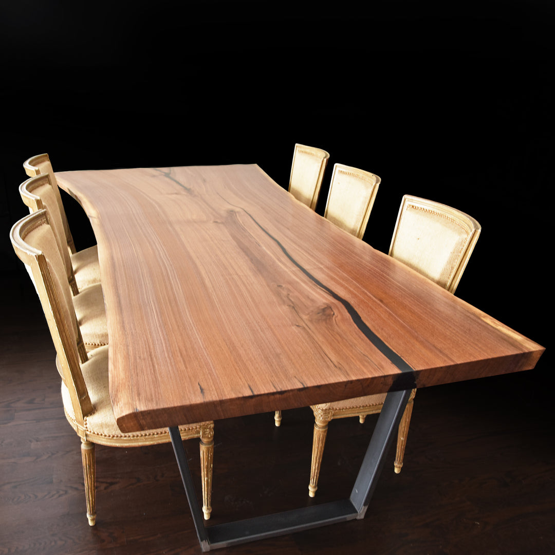 Live Edge Dining Table Single Slab Black Walnut - 108