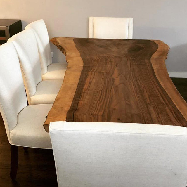 Black Walnut Live Edge Dining Table with Single Slab