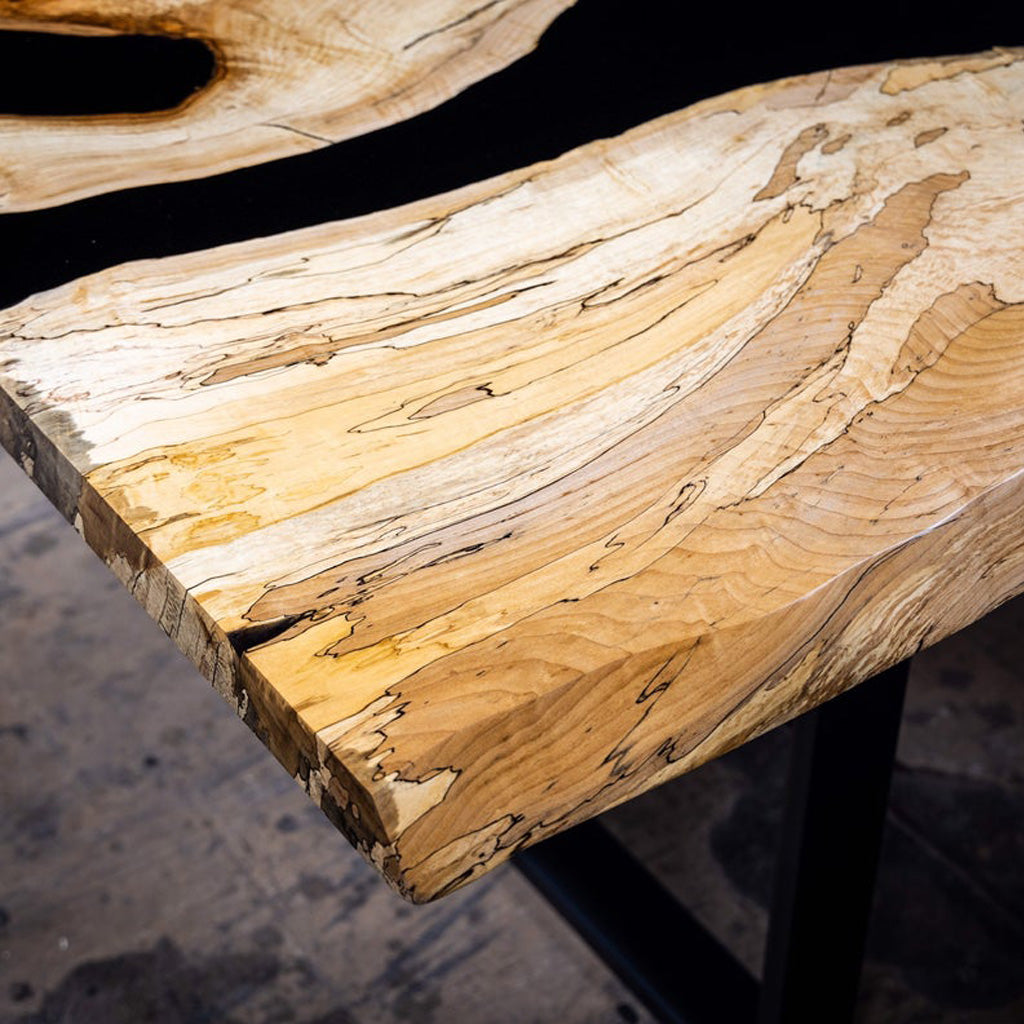 Spalted Maple Live Edge Epoxy River Dining Table