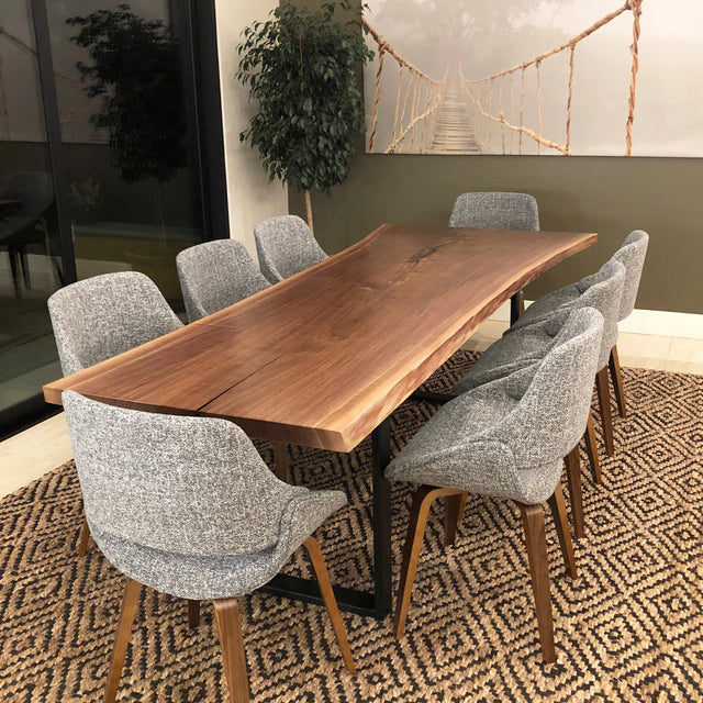 Single Slab Dining Table with Black Walnut Live Edge