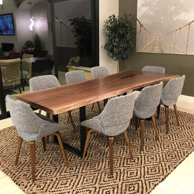 Single Slab Dining Table with Black Walnut Live Edge