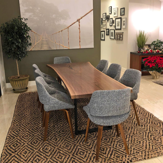 Single Slab Dining Table with Black Walnut Live Edge