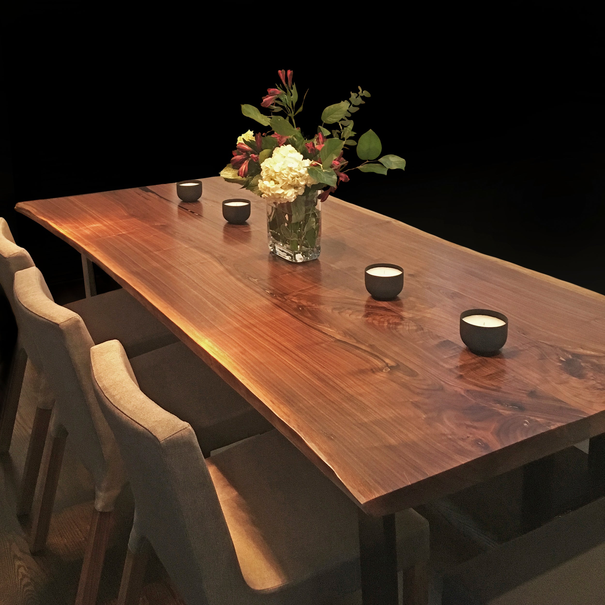 Live Edge Dining Table Book-Matched Black Walnut