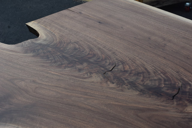 Single Slab Dining Table with Black Walnut Live Edge