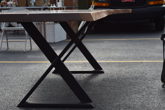 Single Slab Dining Table with Black Walnut Live Edge