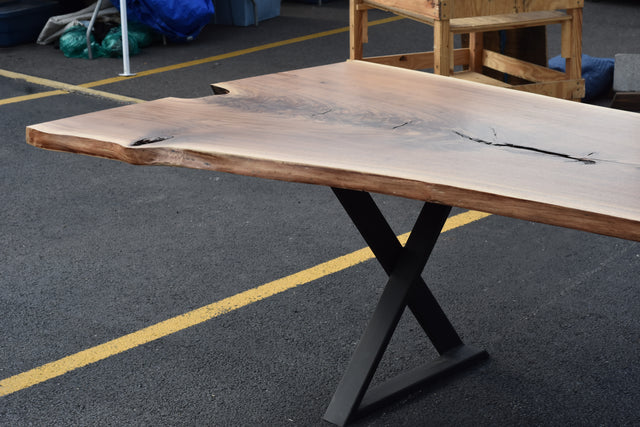 Single Slab Dining Table with Black Walnut Live Edge