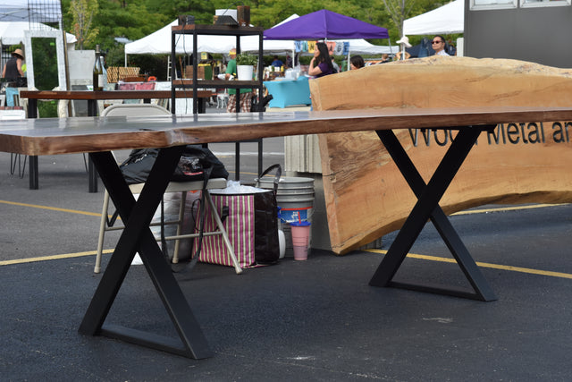 Single Slab Dining Table with Black Walnut Live Edge