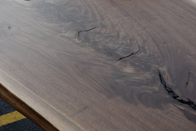 Single Slab Dining Table with Black Walnut Live Edge