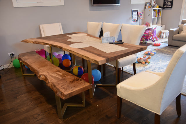 Black Walnut Live Edge Dining Table with Single Slab