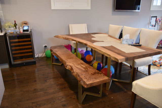 Black Walnut Live Edge Dining Table with Single Slab