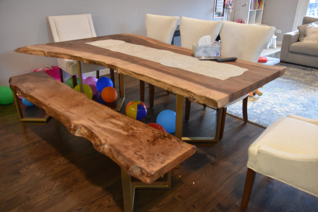 Black Walnut Live Edge Dining Table with Single Slab