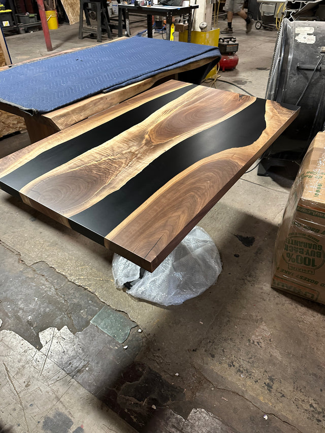 Black Walnut Live Edge River Epoxy Dining Table